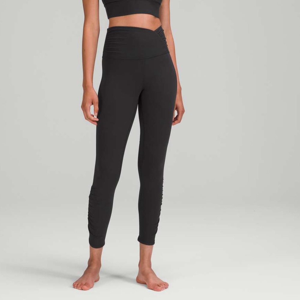 Lululemon Women’s Sz 4 Align Ruched Waist High Rise Pant Black Nulu Yoga Legging